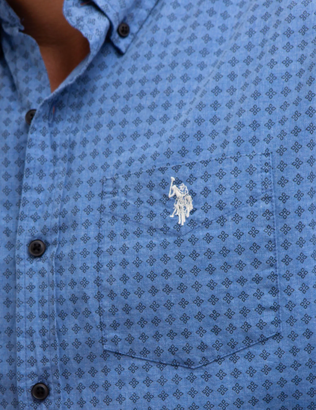BLACK MALLET SLIM FIT DIAMOND PRINT SHIRT