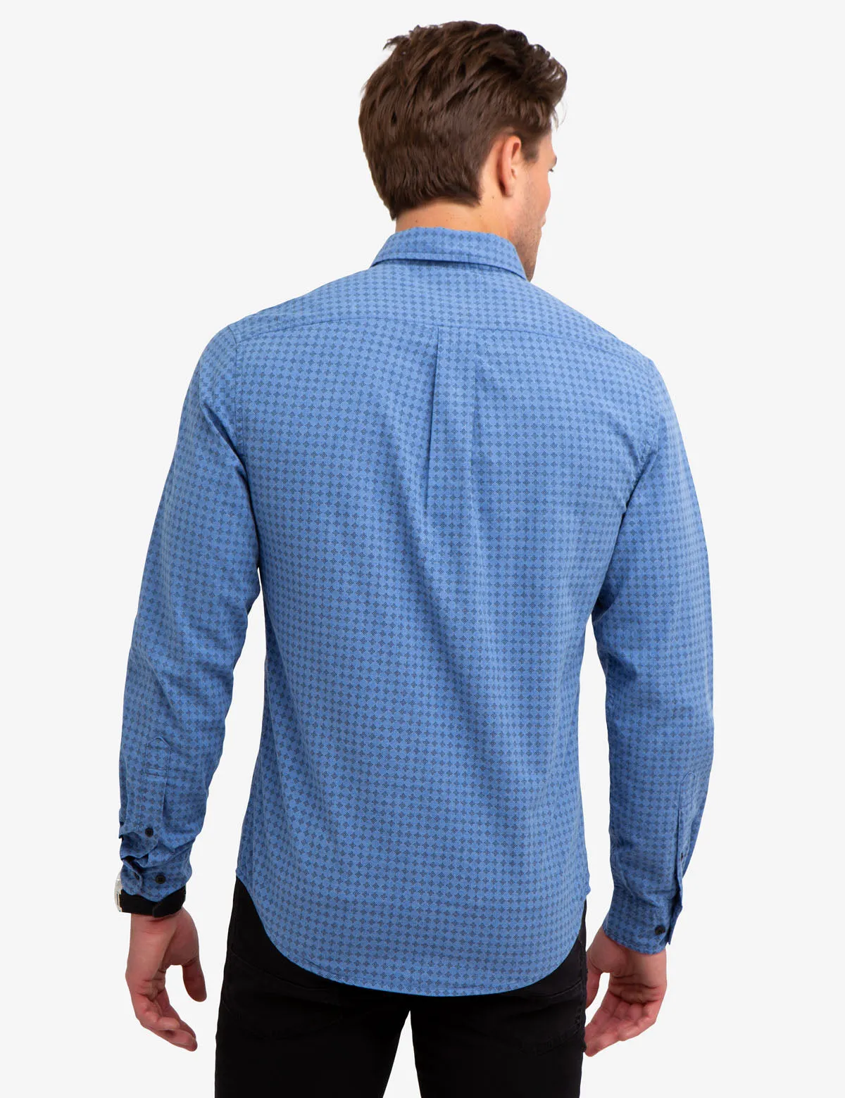 BLACK MALLET SLIM FIT DIAMOND PRINT SHIRT