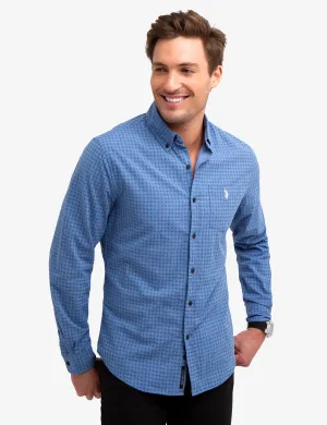 BLACK MALLET SLIM FIT DIAMOND PRINT SHIRT