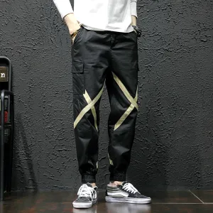 Criss Cross Knee Detail Streetwear Men Jogger Pants