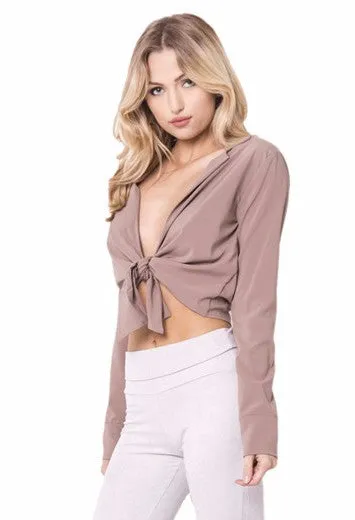 CROPPED TIE FRONT TOP