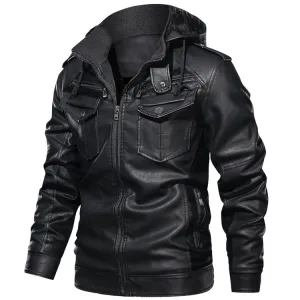 Louie  | Stylish Leather Hoodie Jacket