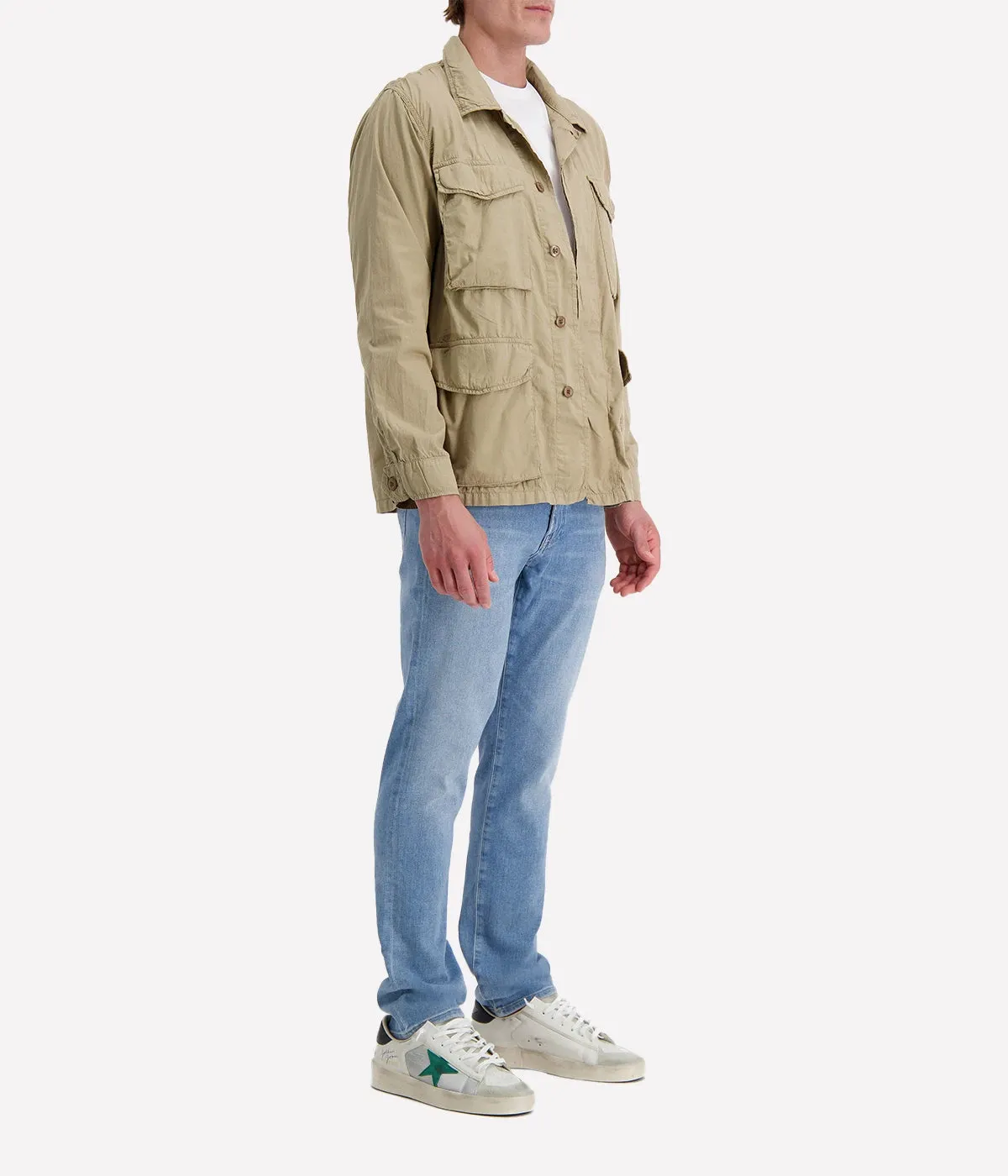 Men Woven Jacket in Khaki
