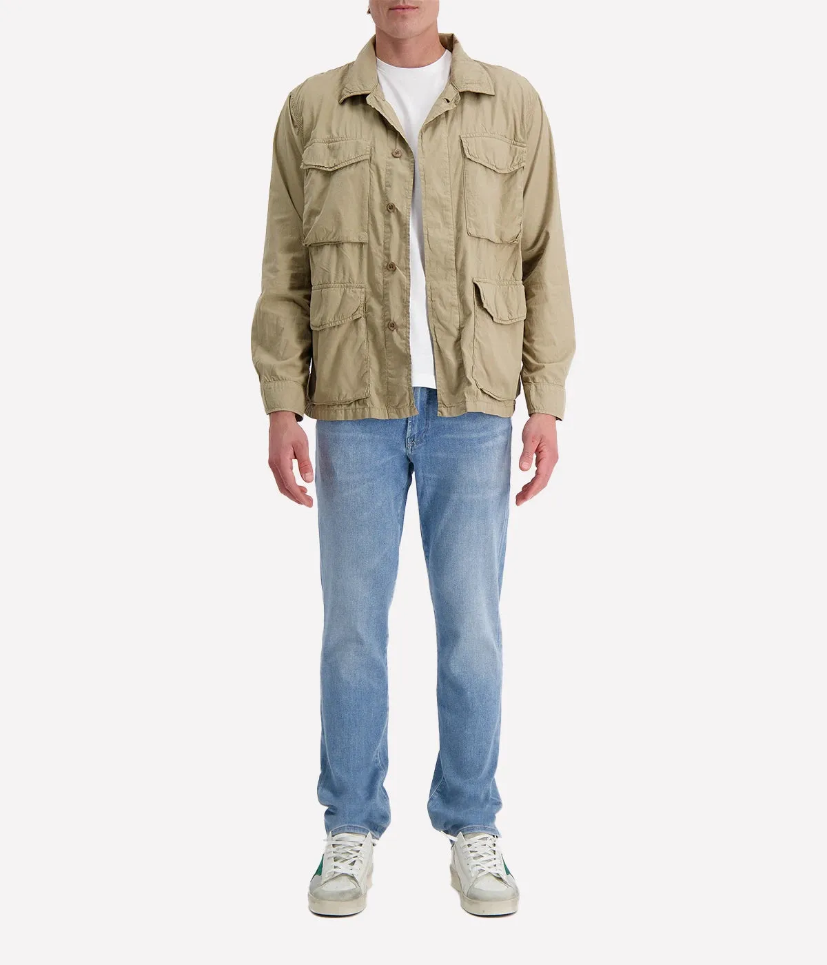 Men Woven Jacket in Khaki
