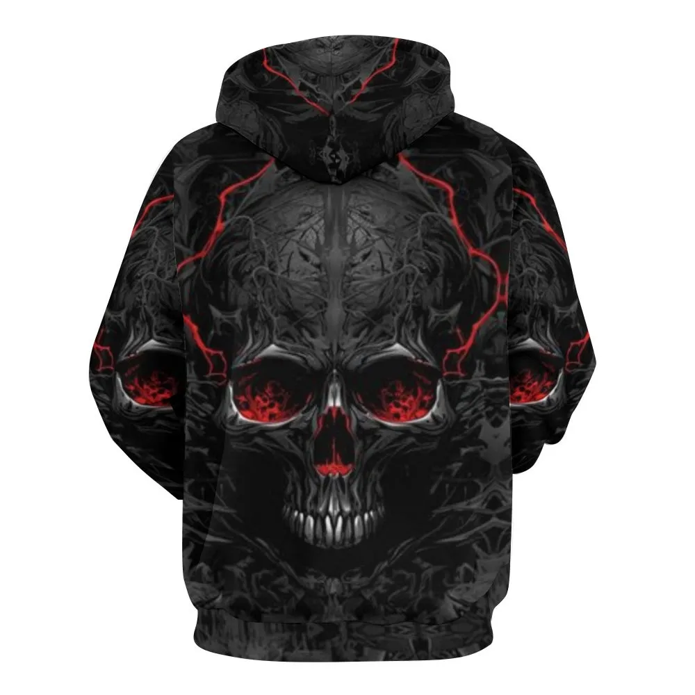 Mens Halloween Horror Red Skull 3D Print Hoodies