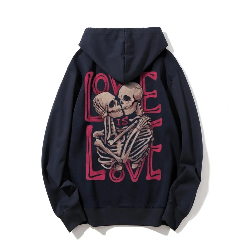 Mens Love Is Love Skull Graphic Pullover Hoodies