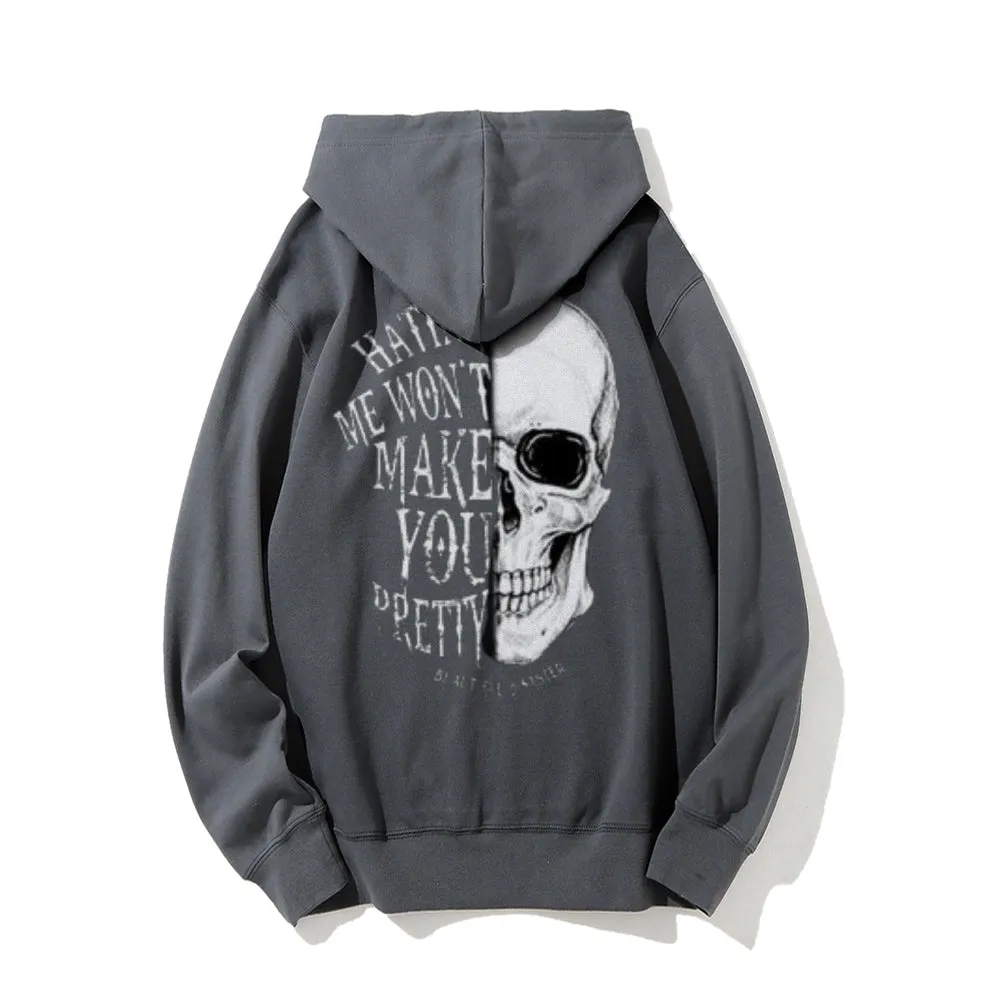 Mens Skull with Letter Graphic Pullover Hoodies