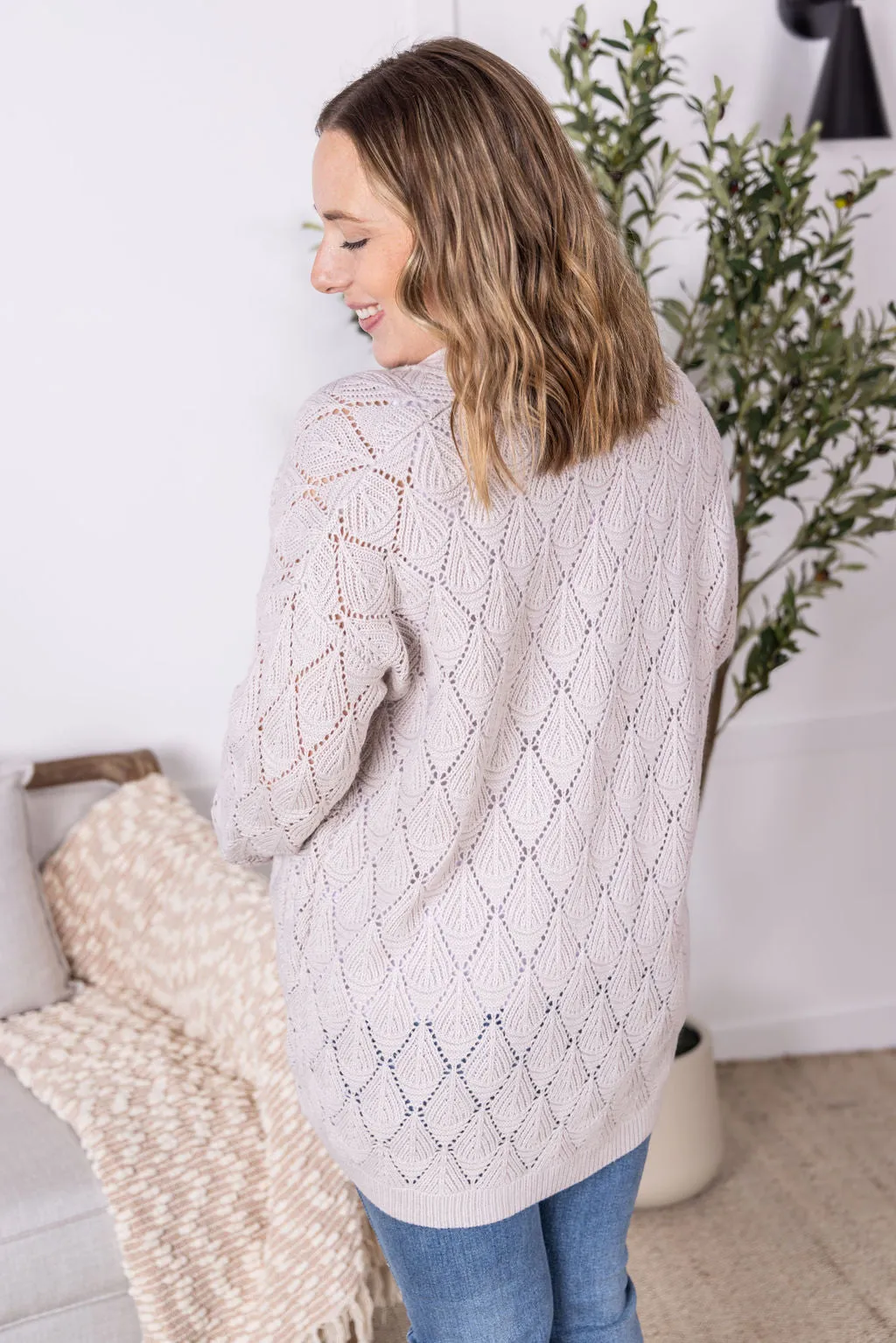 Open Knit Cardigan - Neutral