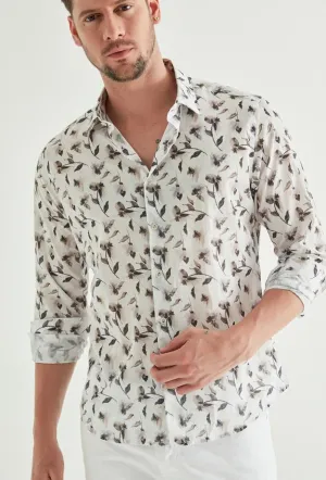 Twn Slim Fit Grey Printed Shirt