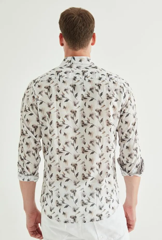 Twn Slim Fit Grey Printed Shirt
